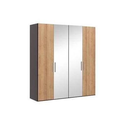 Goossens Kledingkast Easy Storage Ddk, Kledingkast 203 cm breed, 220 cm hoog, 2x draaideur en 2x spiegel draaideur midden