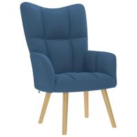 Relaxstoel met voetenbank stof blauw - thumbnail