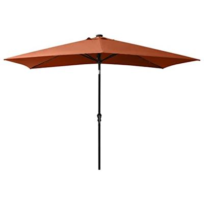 Parasol met LED's en stalen paal 2x3 m terracottakleurig