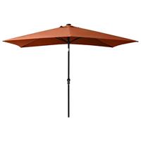 Parasol met LED's en stalen paal 2x3 m terracottakleurig - thumbnail