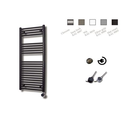 Elektrische Design Radiator Sanicare Plug En Play 111,8 x 45 cm Mat Zwart Thermostaat Chroom 596 Watt Sanicare