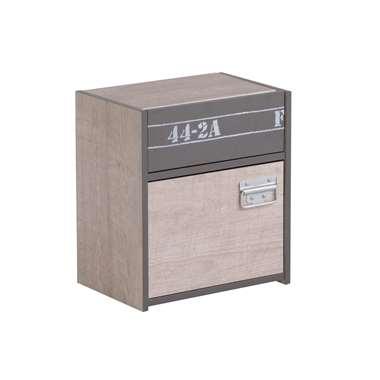 Nachtkastje Fabric - eikenkleur/grijs - 45,3x40,2x28 cm - Leen Bakker