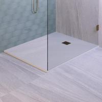 BRAUER Asteroid Douchebak 100x140 incl. antislip en antibacterieel mineraalmarmer mat wit DB-AS100140MW - thumbnail