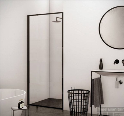 BWS Nisdeur Recta 90x200 cm 8 mm NANO Glas Mat Zwart Profiel Aqua Splash BWS Nisdeur Recta 90x200 cm 8 mm NANO Glas Mat Zwart Profiel Aqua Splash