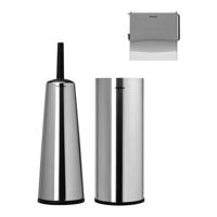 Brabantia ReNew toiletaccessoires, set - toiletborstel met houder, toiletrolhouder en reserverolhouder - Matt Steel - thumbnail