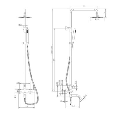 Regendouche Opbouwset Sapho Minimal Douche / Bad RVS Sapho