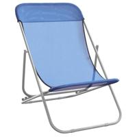 Strandstoelen 2 st textileen en gepoedercoat staal blauw - thumbnail