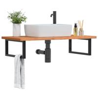 Badkamer wandschap staal en massief beukenhout - thumbnail