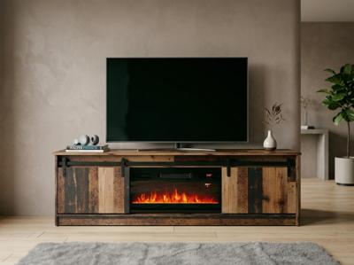 Tv-meubel met haard GRALO 2 schuifdeuren old wood