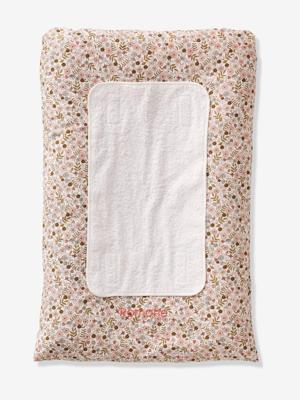 Luiermatras + 2 aanpasbare verschoonmatjes FLORA wit, bedrukt