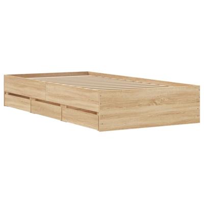 Bedframe met lades bewerkt hout sonoma eikenkleurig 90x200 cm - thumbnail