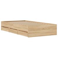Bedframe met lades bewerkt hout sonoma eikenkleurig 90x190 cm - thumbnail