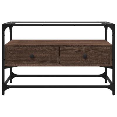 Tv-meubel met glazen blad 98x35x51 cm hout bruin eikenkleurig