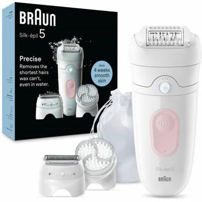 Elektrische epilator - BRAUN - Silk-épil 5 - Gemakkelijk ontharen - Langdurig zachte huid - 5-060 - Wit / Roze