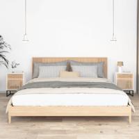 Nachtkastjes 2 st 40x30x55,5 cm bewerkt hout en ijzer wit - thumbnail