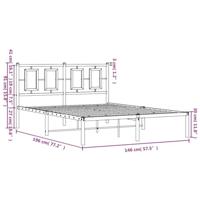 Bedframe met hoofdbord metaal wit 140x190 cm - thumbnail