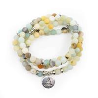 Edelsteen Armband Amazoniet Mala met Boeddha (6 mm Kralen) - thumbnail