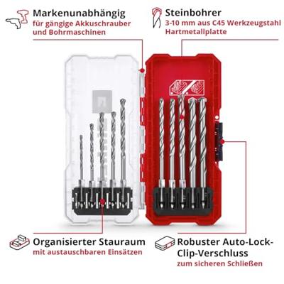 Einhell 108743 Gereedschapsstaal Steen-spiraalboorset 10-delig 3 mm, 4 mm, 5 mm, 6 mm, 7 mm, 8 mm, 9 mm, 10 mm 1 set(s) Einhell 108743 Gereedschapsstaal Steen-spiraalboorset 10-delig 3 mm, 4 mm, 5 mm, 6 mm, 7 mm, 8 mm, 9 mm, 10 mm 1 set(s)