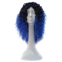 T191006 Europese en Amerikaanse pruik hoofddeksels met korte en kleine krullend haar voor vrouwen (Sapphire Blue) - thumbnail