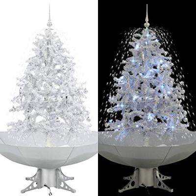 Kerstboom sneeuwend met paraplubasis 140 cm wit
