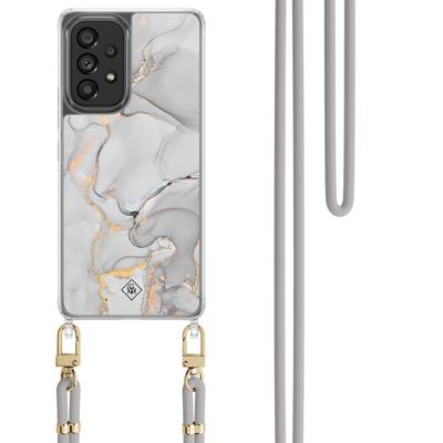 Samsung Galaxy A53 hoesje met grijs koord - Marmer grijs