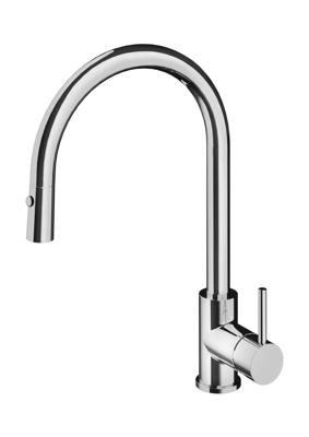 Keukenmengkraan Hotbath Fellow Draaibaar/Uittrekbare Uitloop 38.5 cm Gepolijst Messing Living Colours