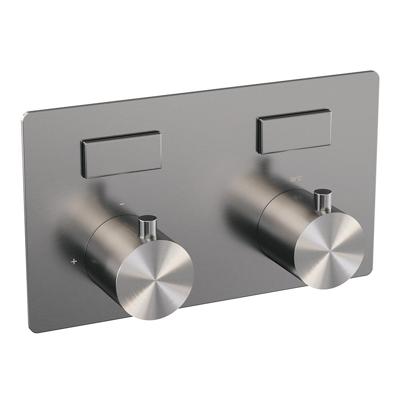 Brauer Brushed Edition Thermostatische Regendoucheset Inbouw - Hoofddouche 30 cm - Met Drukknoppen - Handdouche Staaf - Doucheslang - Geintegreerde Glijstang - Rvs