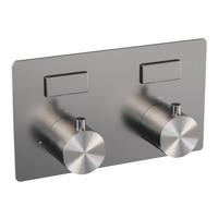 Brauer Brushed Edition Thermostatische Regendoucheset Inbouw - Hoofddouche 30 cm - Met Drukknoppen - Handdouche Staaf - Doucheslang - Geintegreerde Glijstang - Rvs - thumbnail