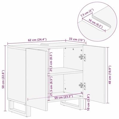 Wastafelkast met plank Bruin en zwart 62 x 33 x 58 cm