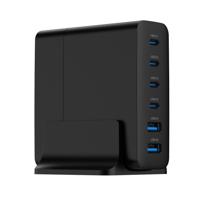 USB snellader 2xA, 4xC 75W Power Delivery zwart - thumbnail