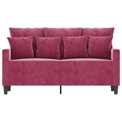 Tweezitsbank 120 cm fluweel wijnrood