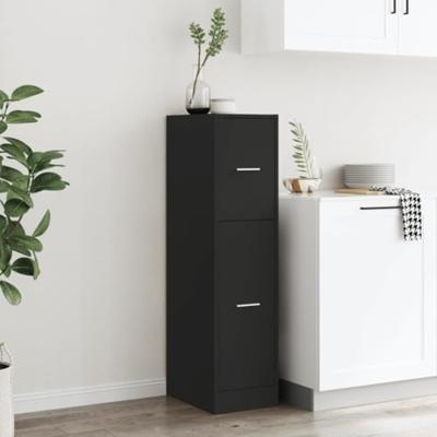 Apothekerskast 30x41x118 cm bewerkt hout zwart - thumbnail