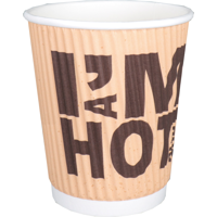 Depa | Koffiebeker | I´M a HOT cup | Karton + PE | dubbelwandig | 250ml | 8oz | 92mm | bruin | 500 stuks - thumbnail