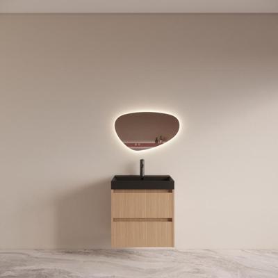 Badmeubelset BWS Riga met Lako Wastafel Zwart 60 cm Licht Eiken Japandi