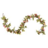 VidaXL Kerstslingers met bloemen 6 st 215 cm roze - thumbnail