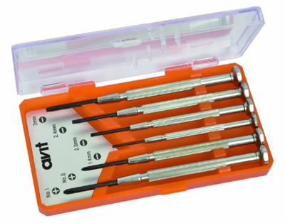 AVIT AV05010 Schroevendraaierset Elektronica en fijnmechanica 6-delig Plat, Kruiskop Phillips