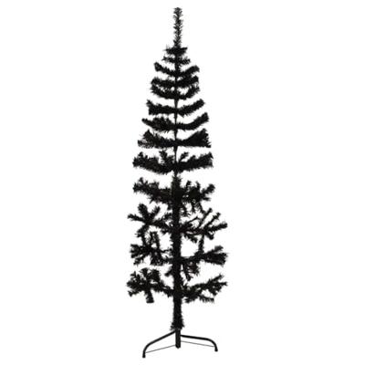 VidaXL Kunstkerstboom half met standaard smal 120 cm zwart VidaXL Kunstkerstboom half met standaard smal 120 cm zwart