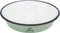 Trixie voer/waterbak plat emaille / rvs groen - thumbnail
