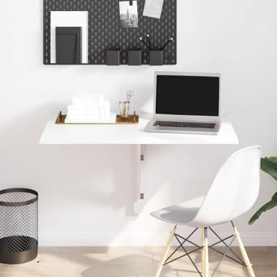 Wandtafel inklapbaar 100x60x56 cm bewerkt hout hoogglans wit