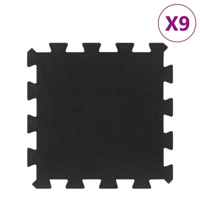 VidaXL Rubbertegels 9 st 16 mm 30x30 cm zwart VidaXL Rubbertegels 9 st 16 mm 30x30 cm zwart