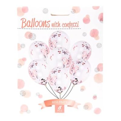 Ballonnen met Rosegouden Confetti, 8st.