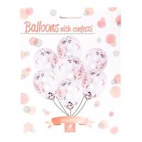 Ballonnen met Rosegouden Confetti, 8st. - thumbnail