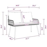 Tuinbank met kussen Bruin 114 x 64 x 78cm Metaal - thumbnail