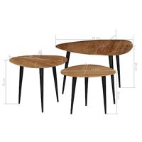 3-delige Salontafelset massief acaciahout - thumbnail