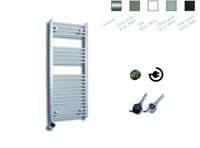 Elektrische Design Radiator Sanicare Plug & Play 111,8x45 cm Zilver Grijs 596 Watt Met Zwarte Thermostaat Links Sanicare - thumbnail