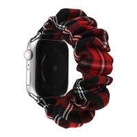 Elastisch scrunchie nylon bandje - Rood / Zwart - Geschikt voor Apple Watch 38mm / 40mm / 41mm / 42mm - thumbnail