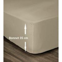 LOVELY HOME Hoeslaken 100% katoen 160x200cm - Muts 35cm - Beige - thumbnail