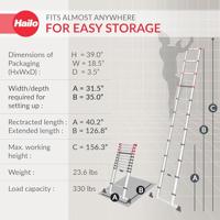 Hailo t80 aluminium telescoopladder 11 treden + stabilisatiebalk 103-322 cm - thumbnail