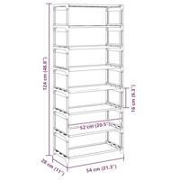Schoenenrek 8-laags 54x28x124 cm nonwoven stof grijs - thumbnail