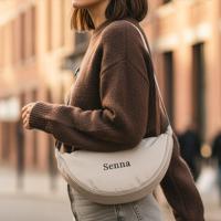 Gepersonaliseerde crossbody tas - Beige - Puffy style - thumbnail